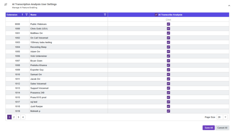 VM - Transcription User Settings