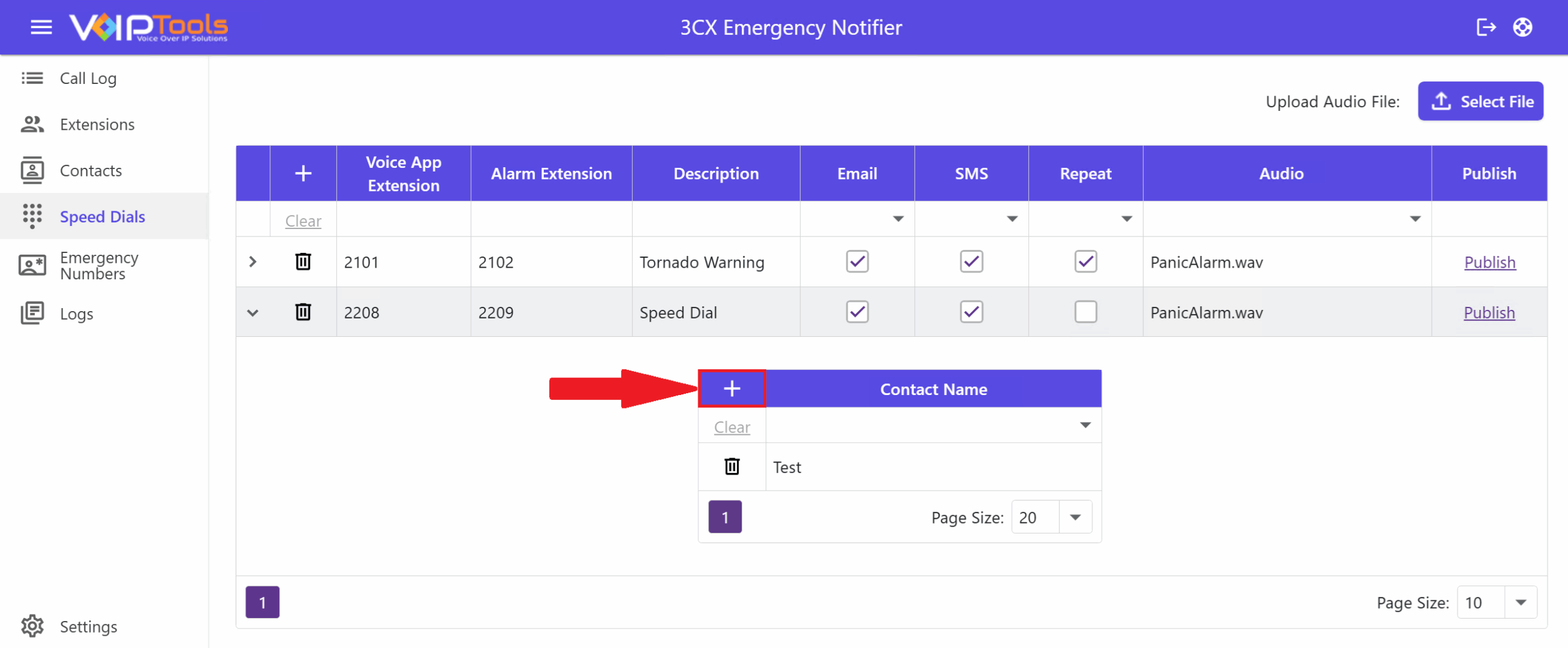 Speed Dials - Add Contact to Speed Dial - Add contact Button