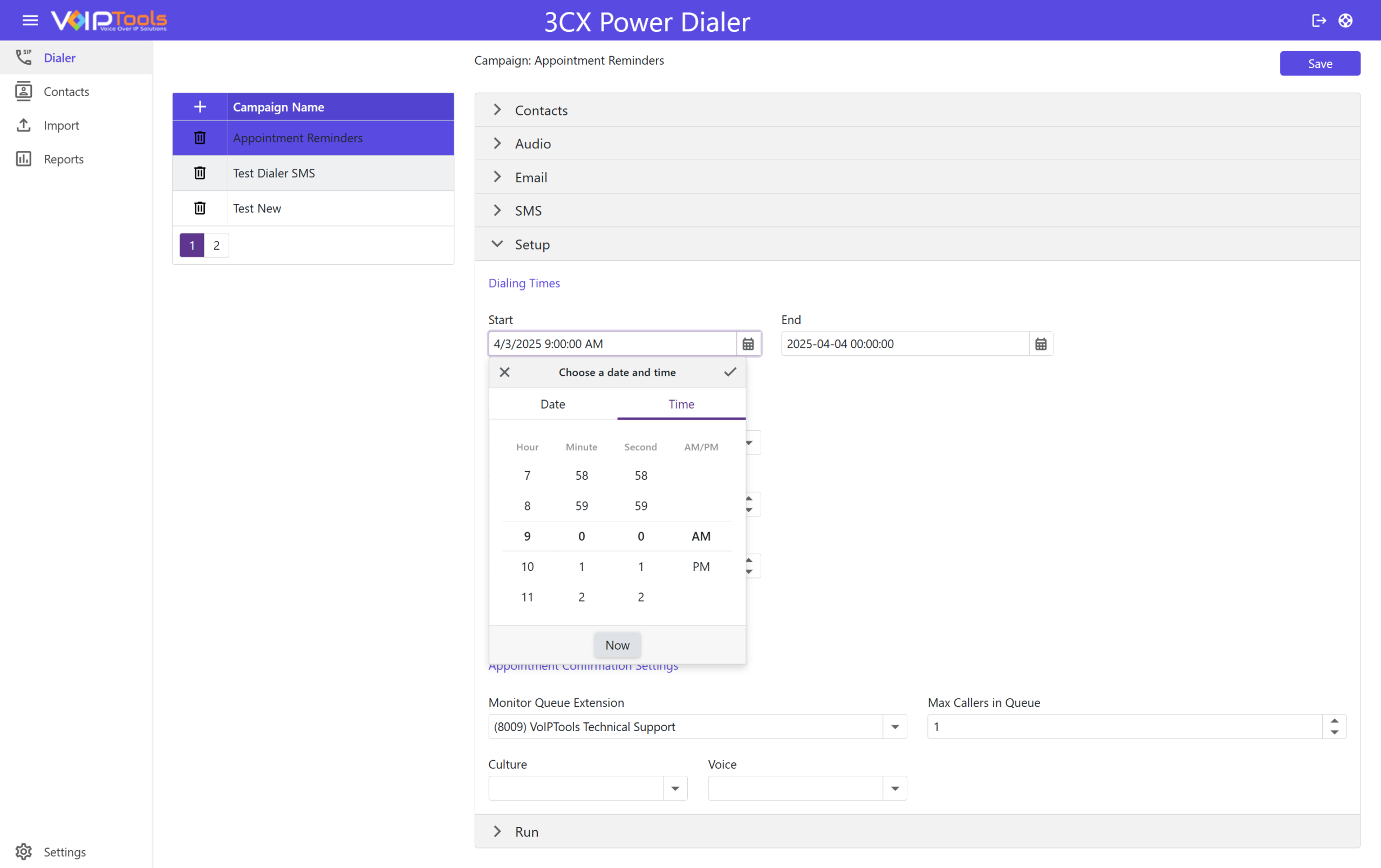 Configure Dialer Call Time