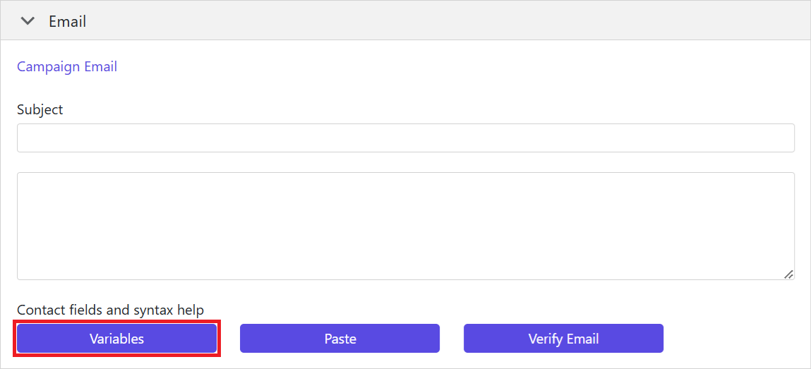 Variables Button - Email