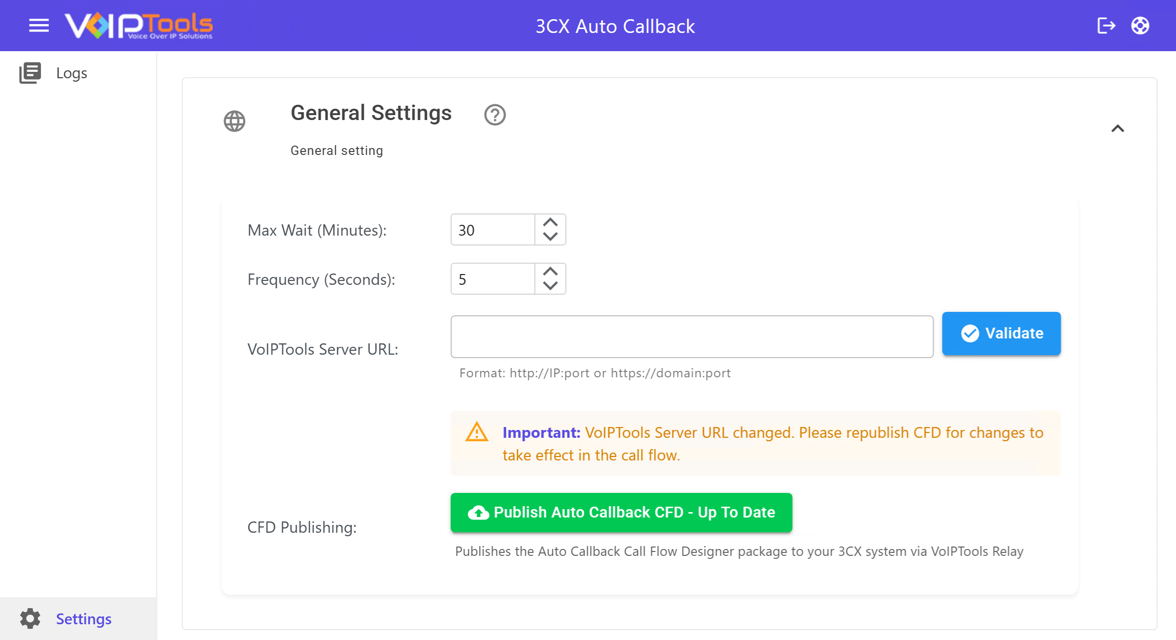 Settings Menu General Settings